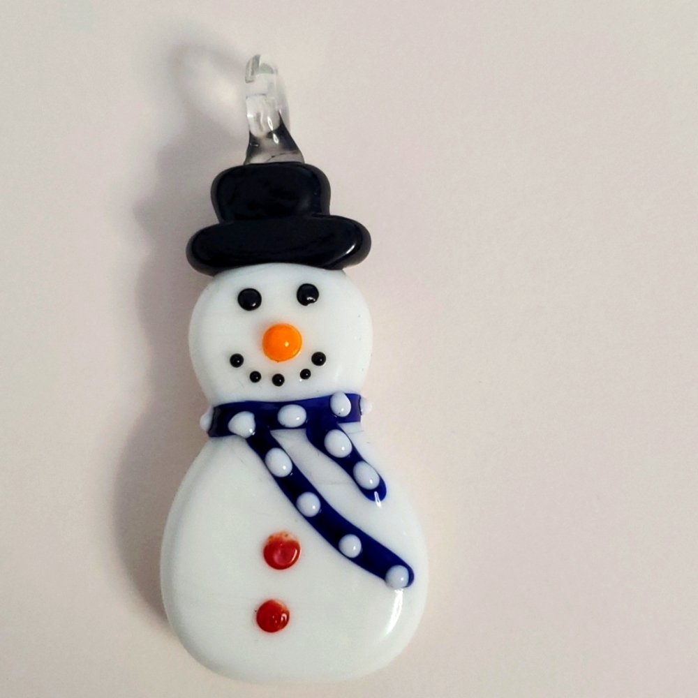 Snowman Glass necklace pendant